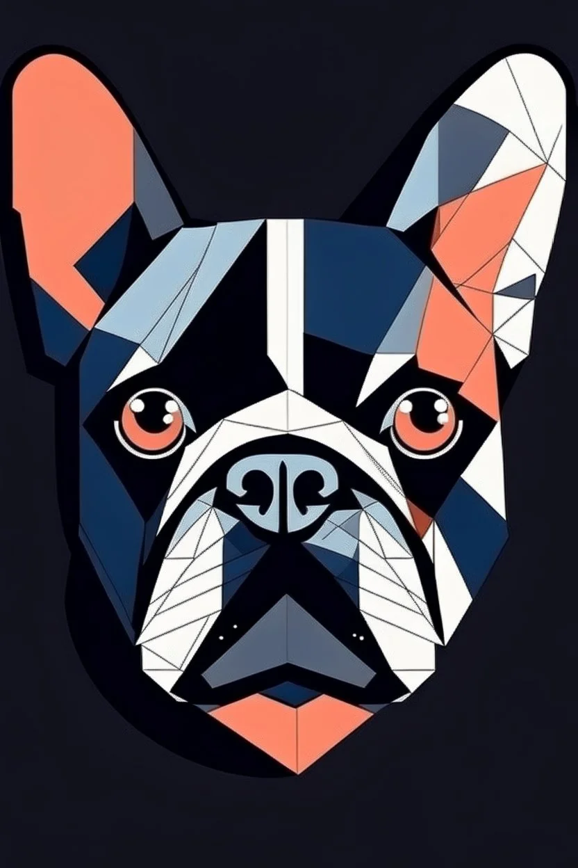 French bulldog face geometric minimalistic cartoon