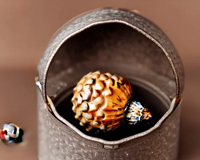 acorn in tin box with note wrapped around