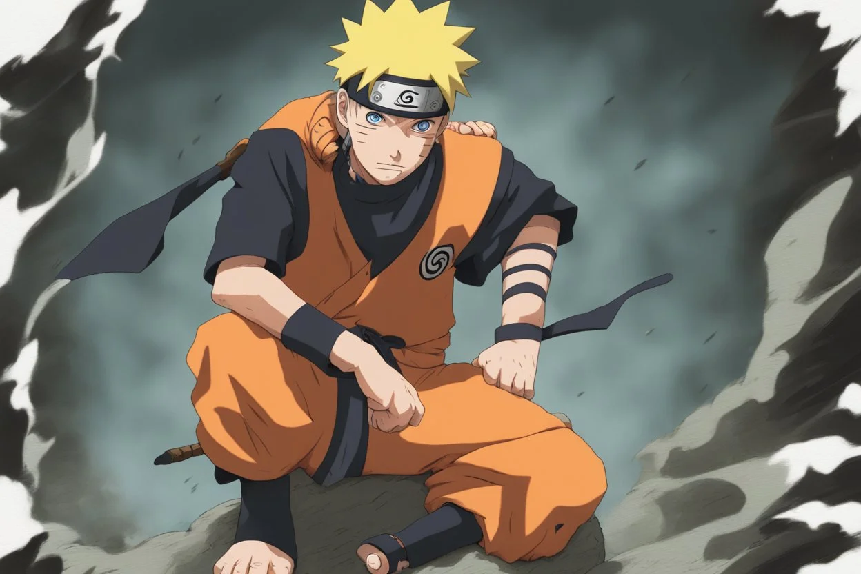 portrait of Naruto Uzumaki after a battle