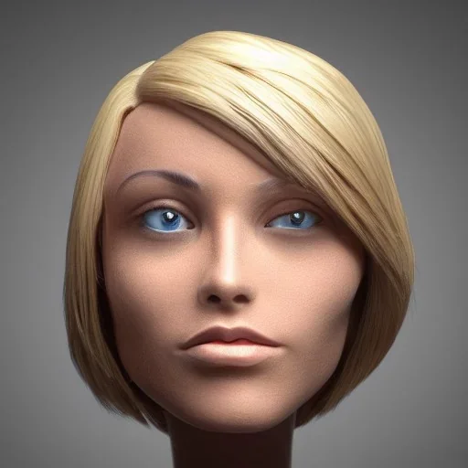 Highly detailed and realistic image of a head floating in the air, blond hair deep colors and very detailed , 8k