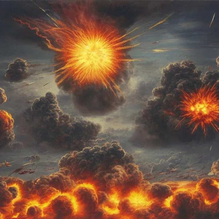 atomic explosion, huge battle scene