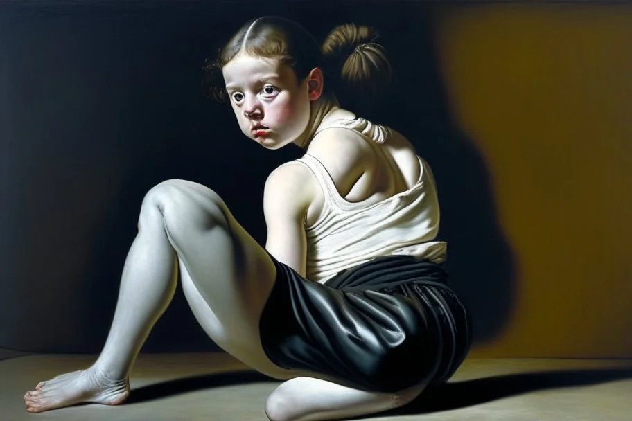 girl in yoga pants painted by Caravaggio