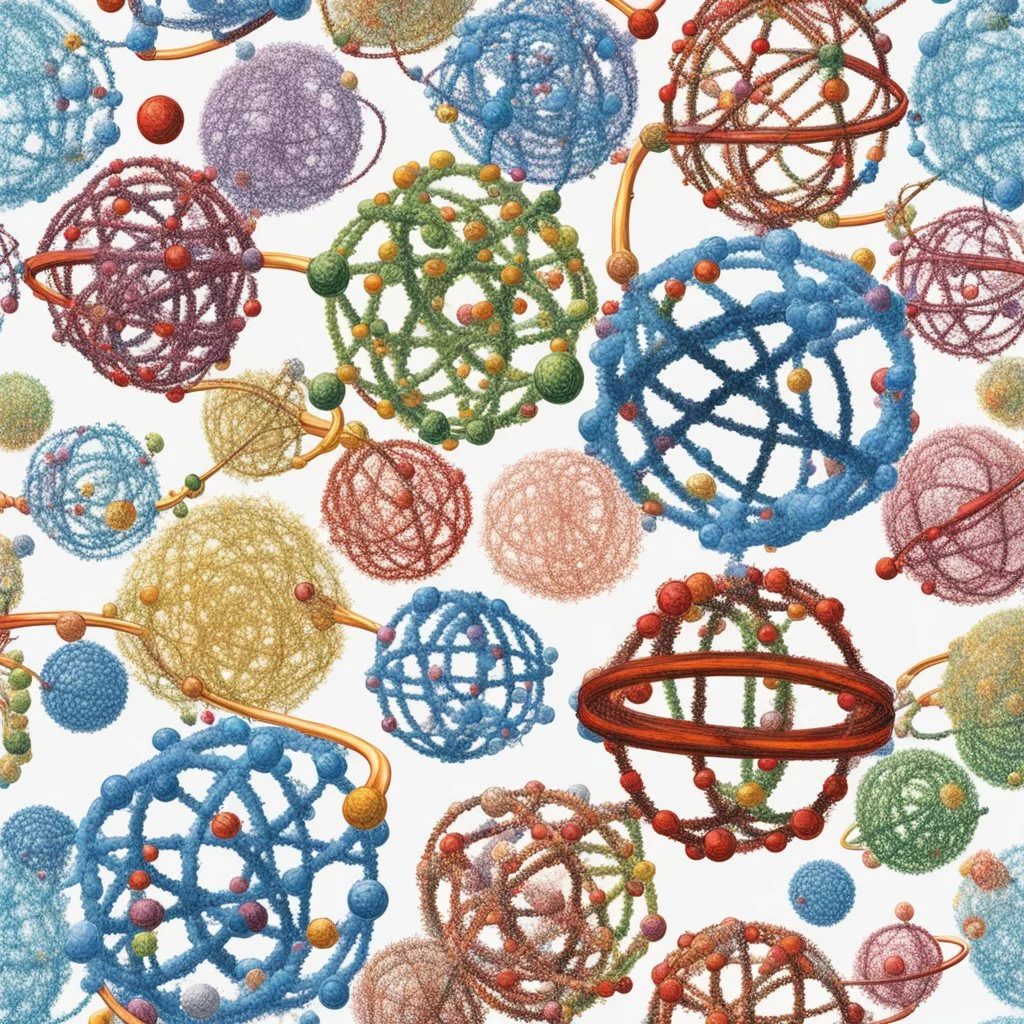 dancing atoms by artist "Higgs Boson",by artist "bubblewrap"