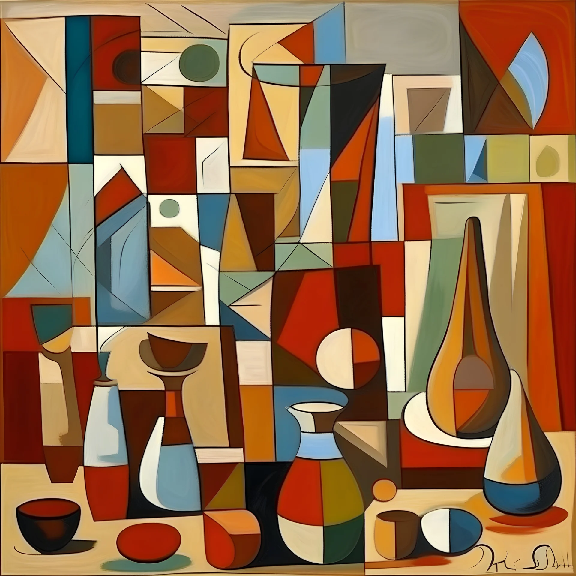 picasso cubism still life blocks browns