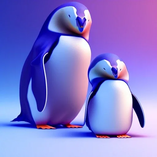 a high resolution render symetric of penguim, octane render blender 8 k isometric