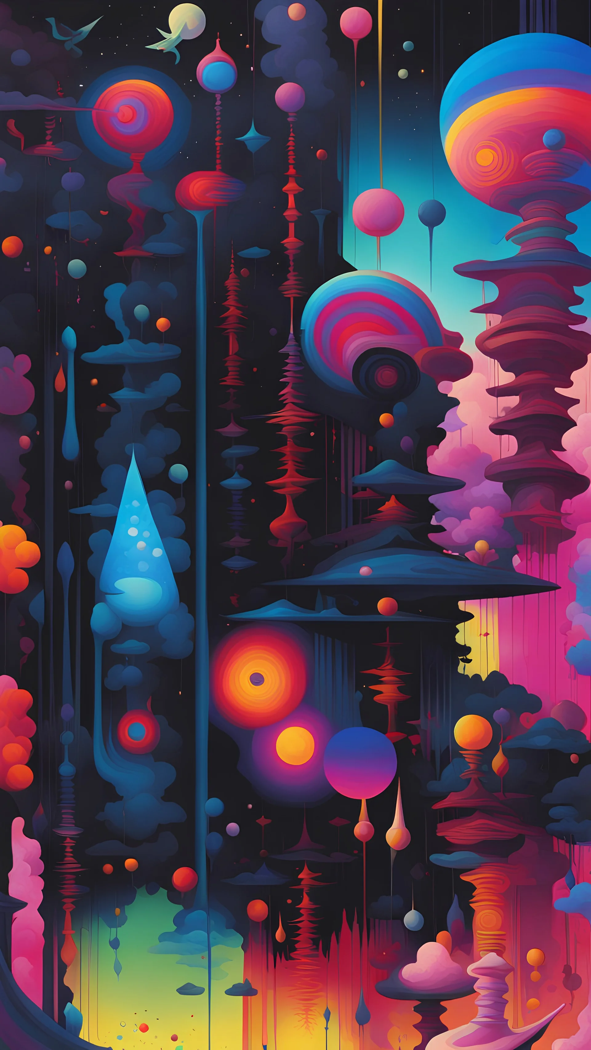 a painting with lots of different colors and shapes, a surrealist painting, inspired by Tomokazu Matsuyama, lyrical abstraction, multicolored vector art, james jean andrei riabovitchev, late morning, orbital, 2009, highly detailed saturated, greg beeple, highly dvetailed, a beautiful artwork illustration