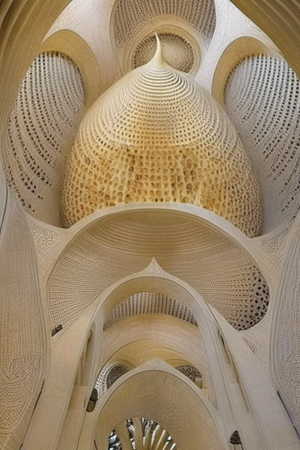 inside a mosque in a vertical Nautilus shell by artist "Dorian Haqmoun"