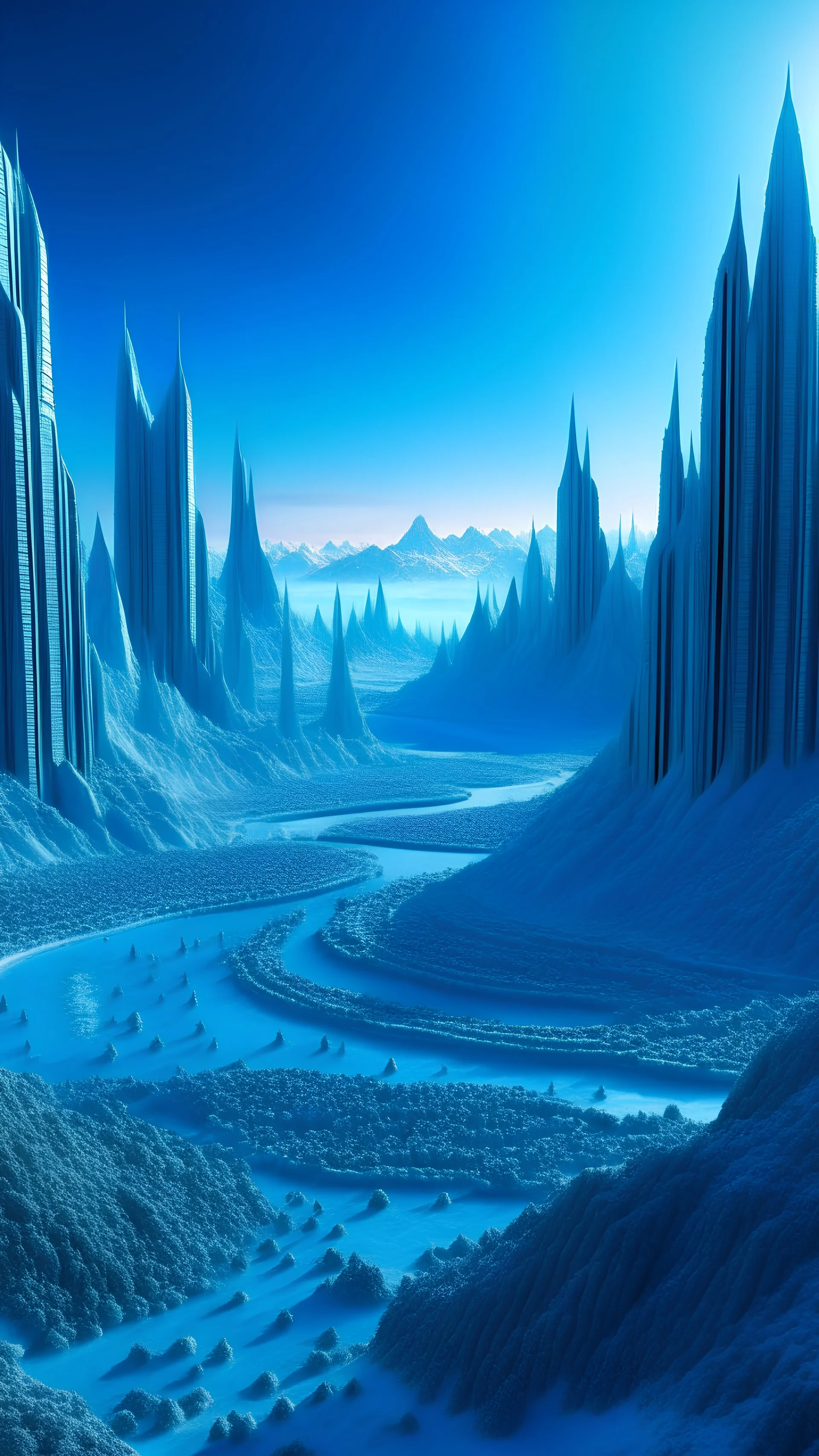 star trek inspired alien city, 4k photo, glacier, hyperrealistic