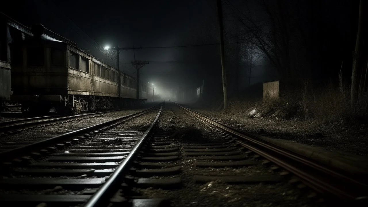 In a dark night, Sam's feet touch the cold and deserted train tracks, defying the darkness of the night and the terrifying sounds of silence. Trains stand like ghosts deep in their immobility, and the atmosphere around them sways like a mysterious touch. Sam's courage manifests itself in making her way through the darkness, as a cold whisper creeps up from among the rubble and crumbling metal. The train tracks turn into a maze of mystery, but Sam's heart is full of curiosity and determination.