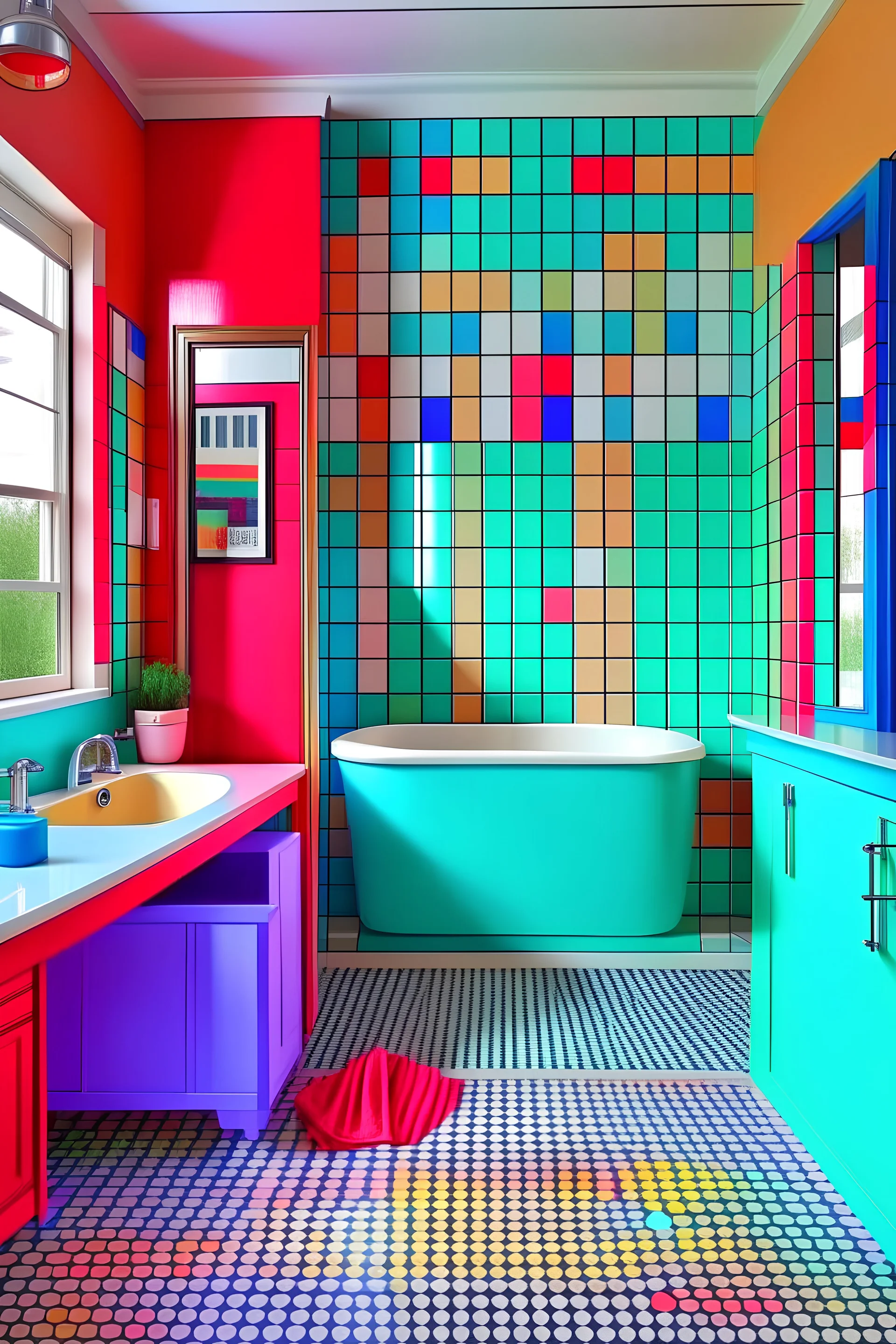 retro colourful bathroom