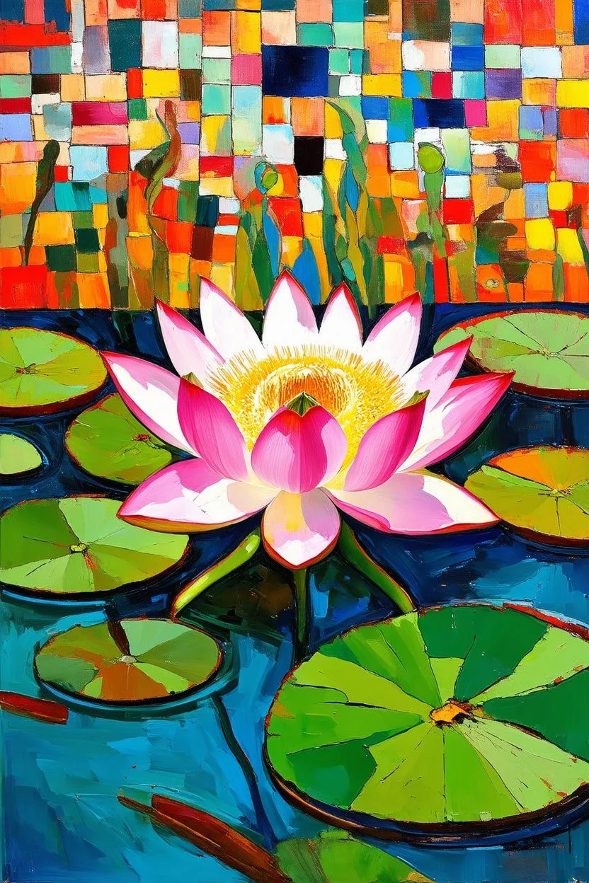 lotus nectar; a painting with an admixture of Paul Klee and Hundertwasser