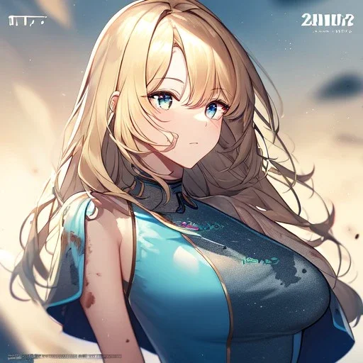 Clear focus, High resolution, medium length hair,dirty blonde with a gradient of cyan, cyan eyes, wearing a 2020s outfit