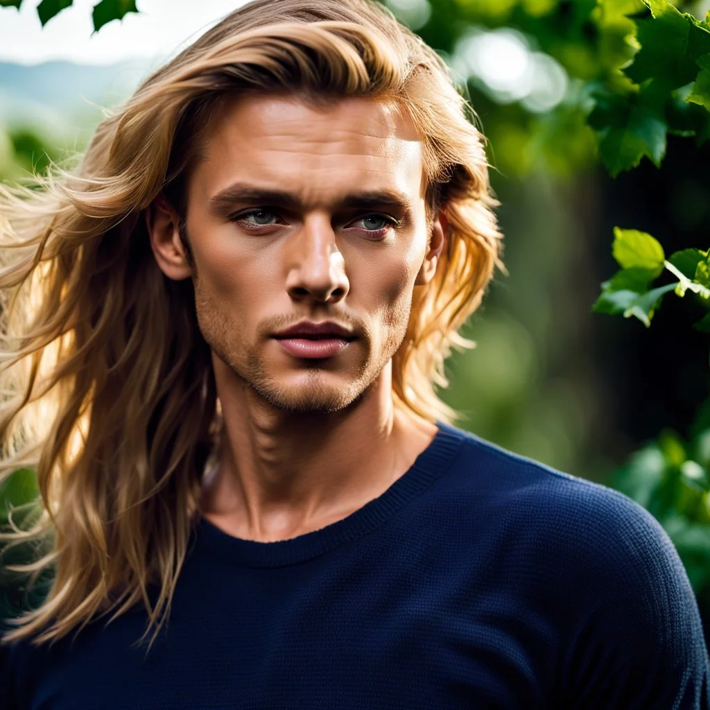 handsome man with light brown hair, tall muscular rugged handsome, wearing navy mechanics shirt, holding a beautiful delicate sweet young woman with honey colored hair wearing a pink sweater, close up shot, romantic, fine details, high resolution, attention to detail, eyes open, standing in front of a background with dense green foliage and vines