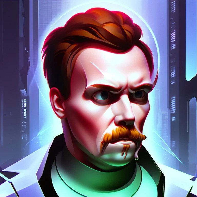 Futuristic, cyberpunk, Friedrich Nietzsche,