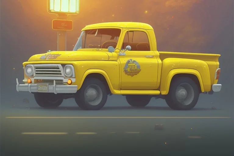 a study of cell shaded cartoon of a yellow truck on a country road, street lamps, road, illustration, wide shot, subtle colors, post grunge, concept art by josan gonzales and wlop, by james jean, victo ngai, david rubín, mike mignola, laurie greasley, highly detailed, sharp focus, alien, trending on artstation, hq, deviantart, art by artgem