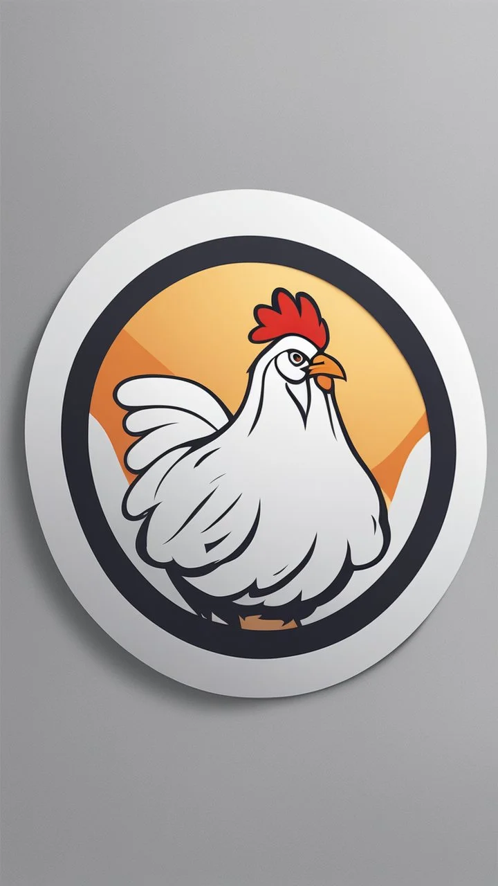 Generate a circular sticker design with the text 'Chicken' in the center. Ensure the background is clean and minimalist, providing a polished and professional appearance. The focus should be on the clarity of the text and the simplicity of the overall design, making it suitable for various applications.