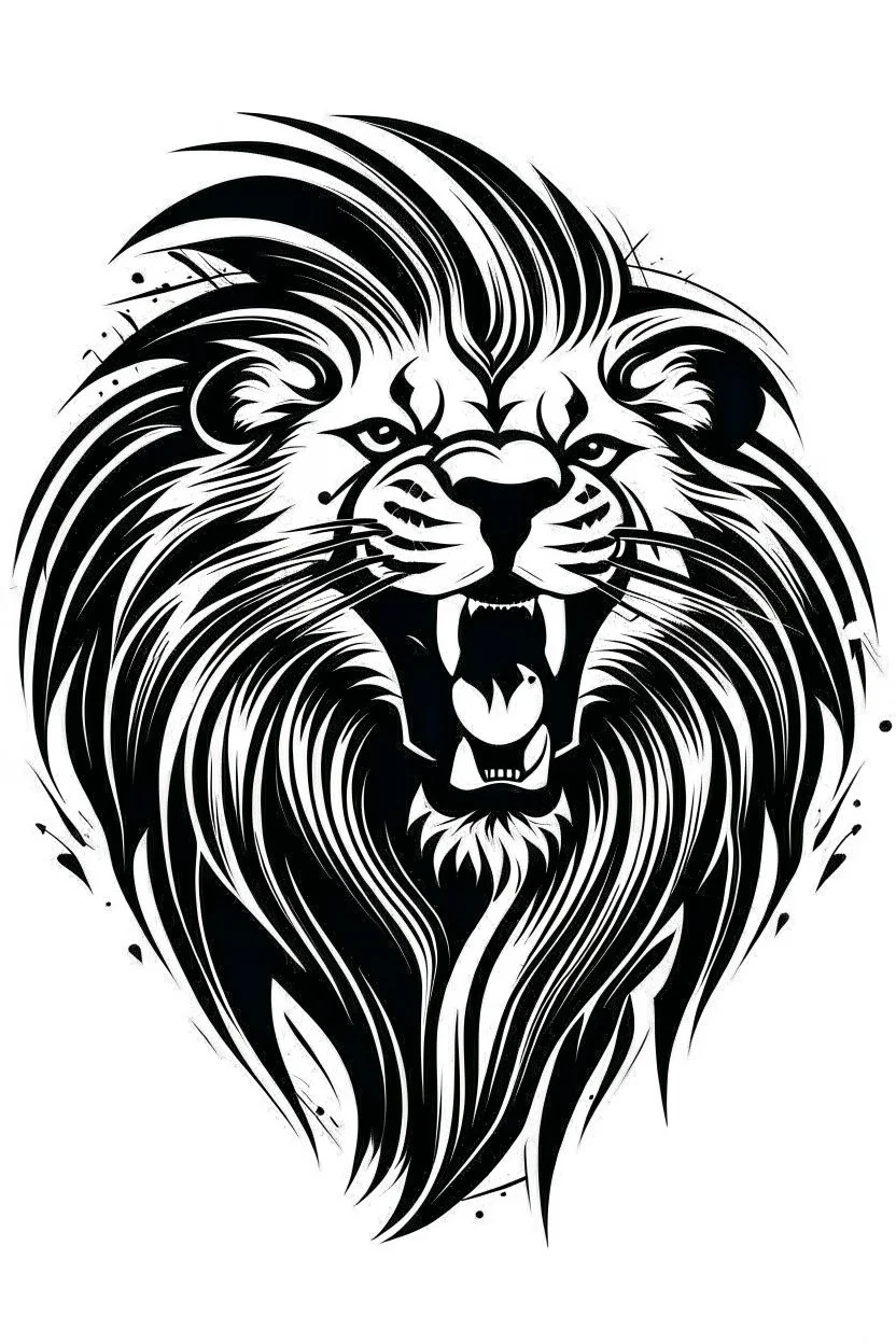 roaring electric lion ink logo, white background