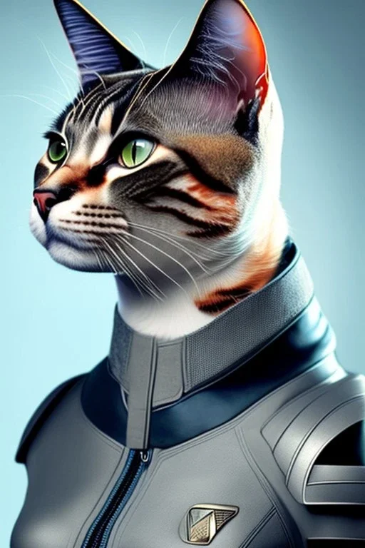 Portrait of a cat which is dressed like Seven of Nine Star Trek