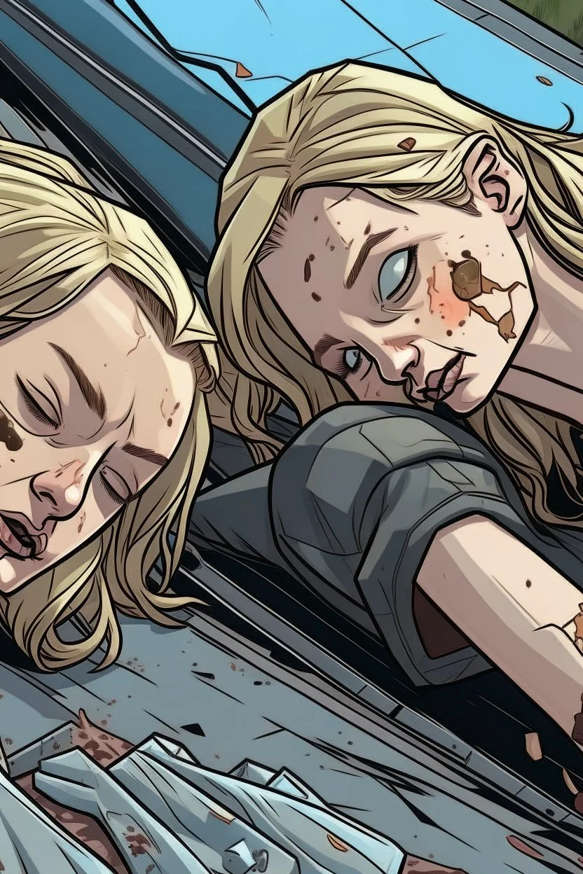 yakın 2 kız arkadaş The walking death tarzı 2D uzak uzaktan görünüm