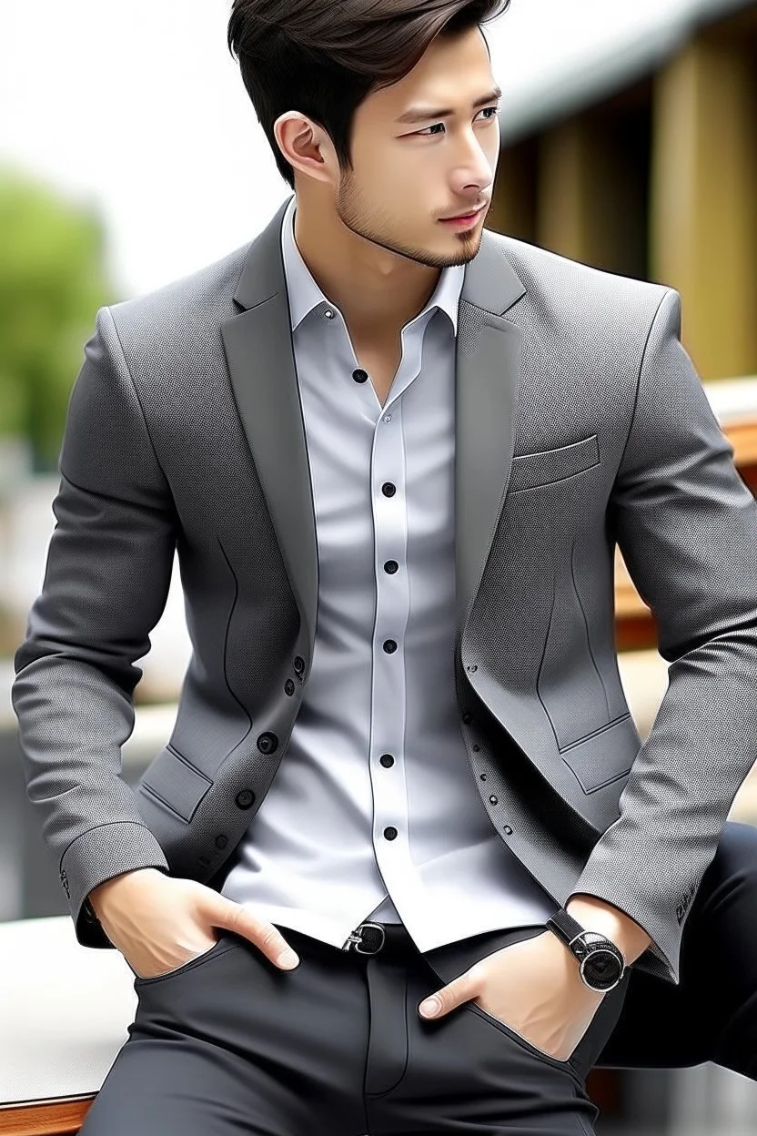 Man's Hooded Casual Blazer Jacket