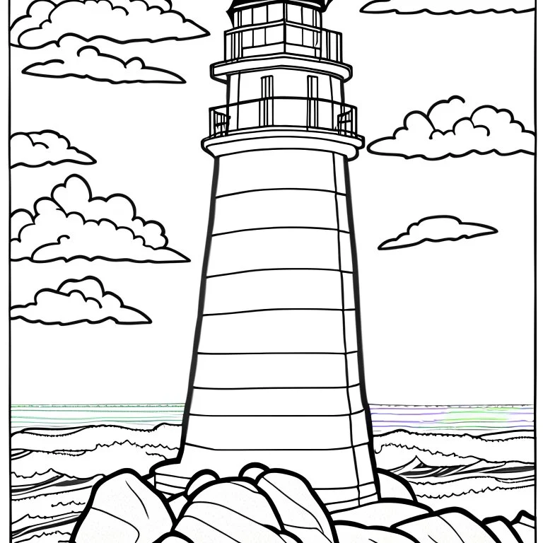 coloring book image of a lighthouse, blank