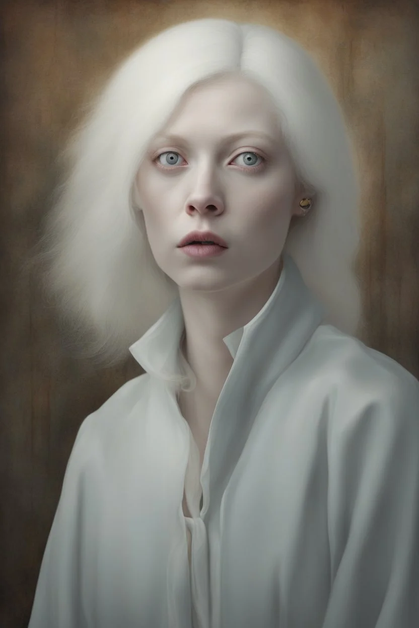 lady with three eyes, bizarr, surreal, albino, photorealistic, high resolution