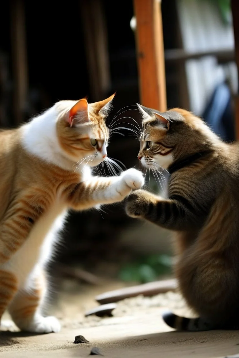 قطط تتقاتل