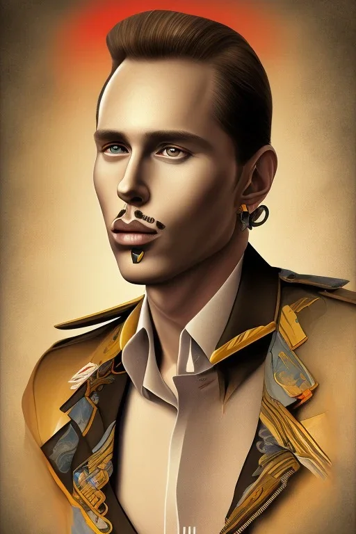 Portrait of Matti Nykänen painted like tom of finland