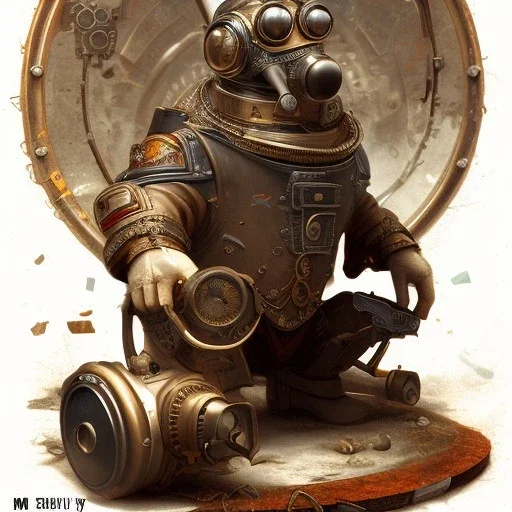 steampunk squatting, fixing something