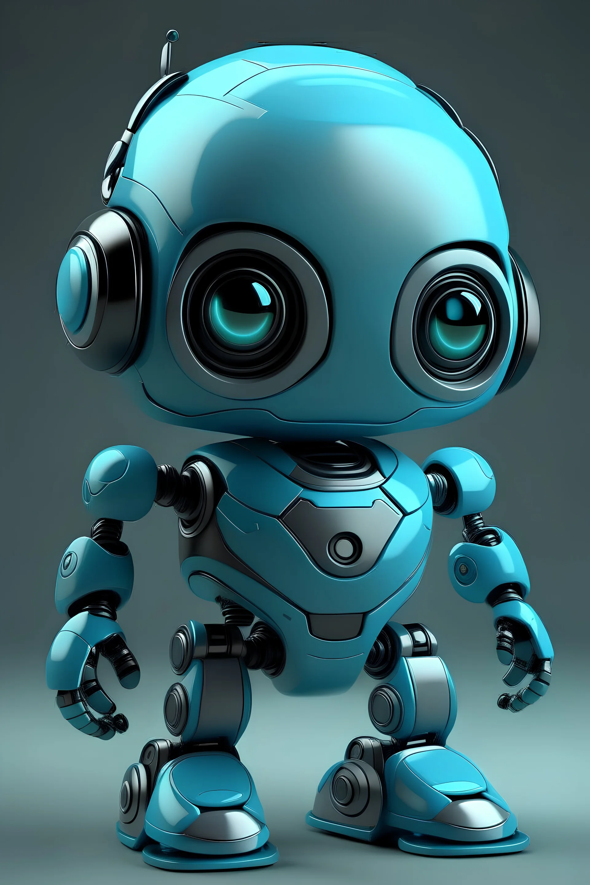 Stylized kawai mini robot in animation style 3d