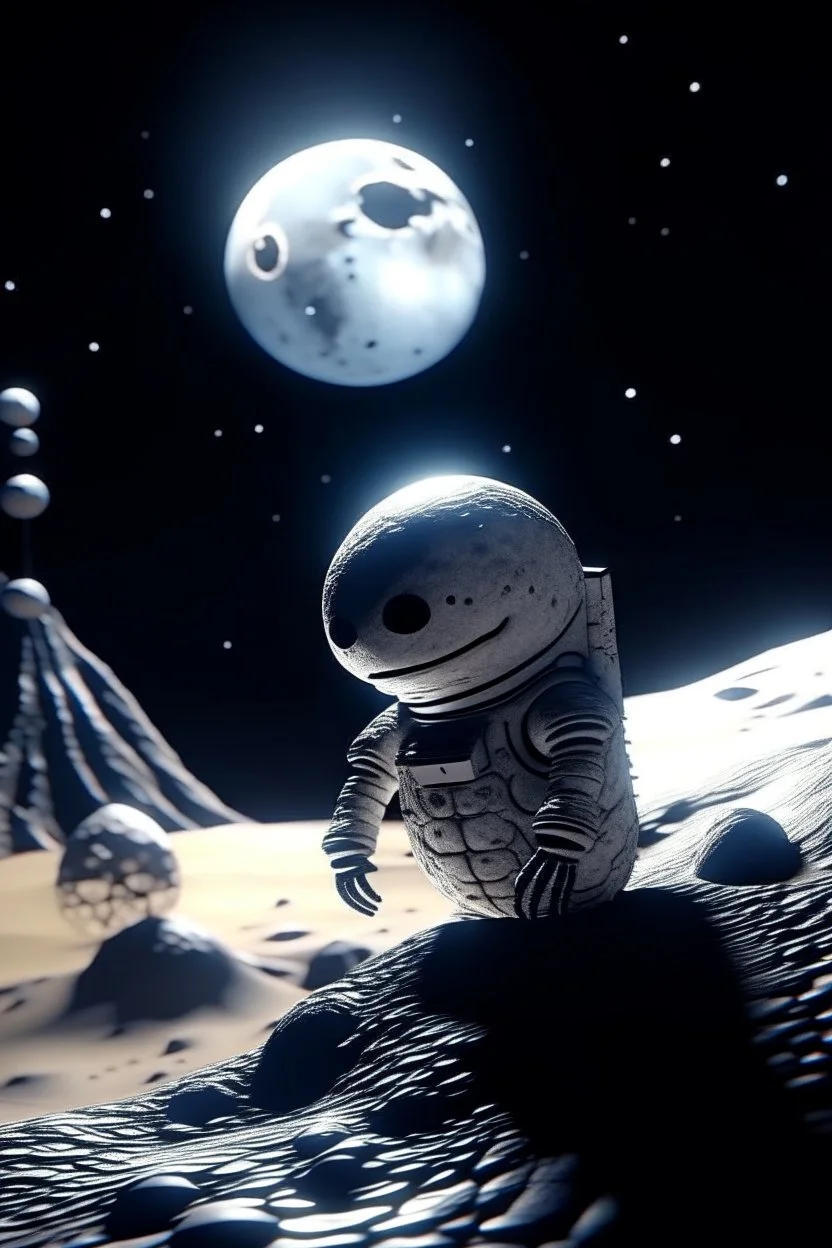 snowman on the moon, 4 k, down light, depth of field, trending art, spray paint, high detail, fantasy art, alien connection, future tech