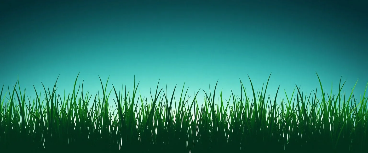green grasses silhouette across bottom, illustration
