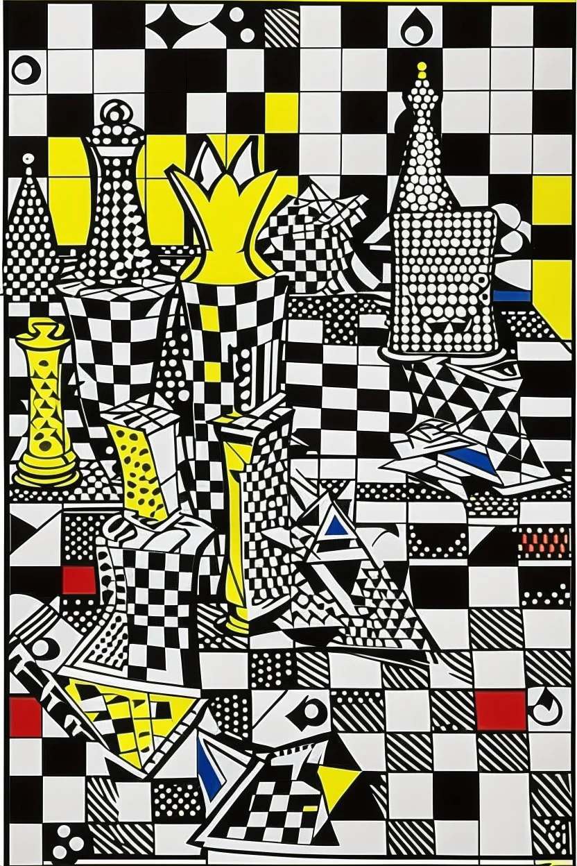 5d chess in the style of roy lichtenstein