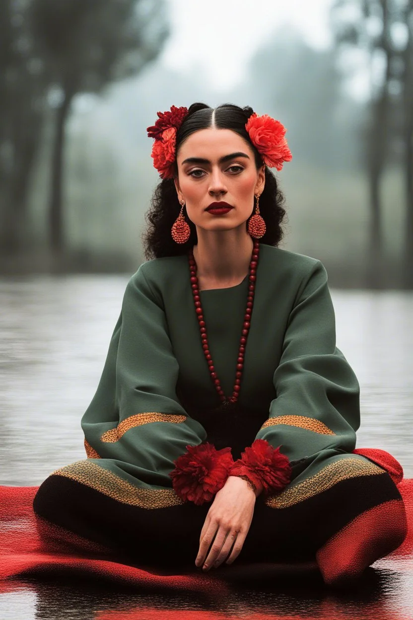 image of an atardecer inspired by frida kahlo all red and red sky