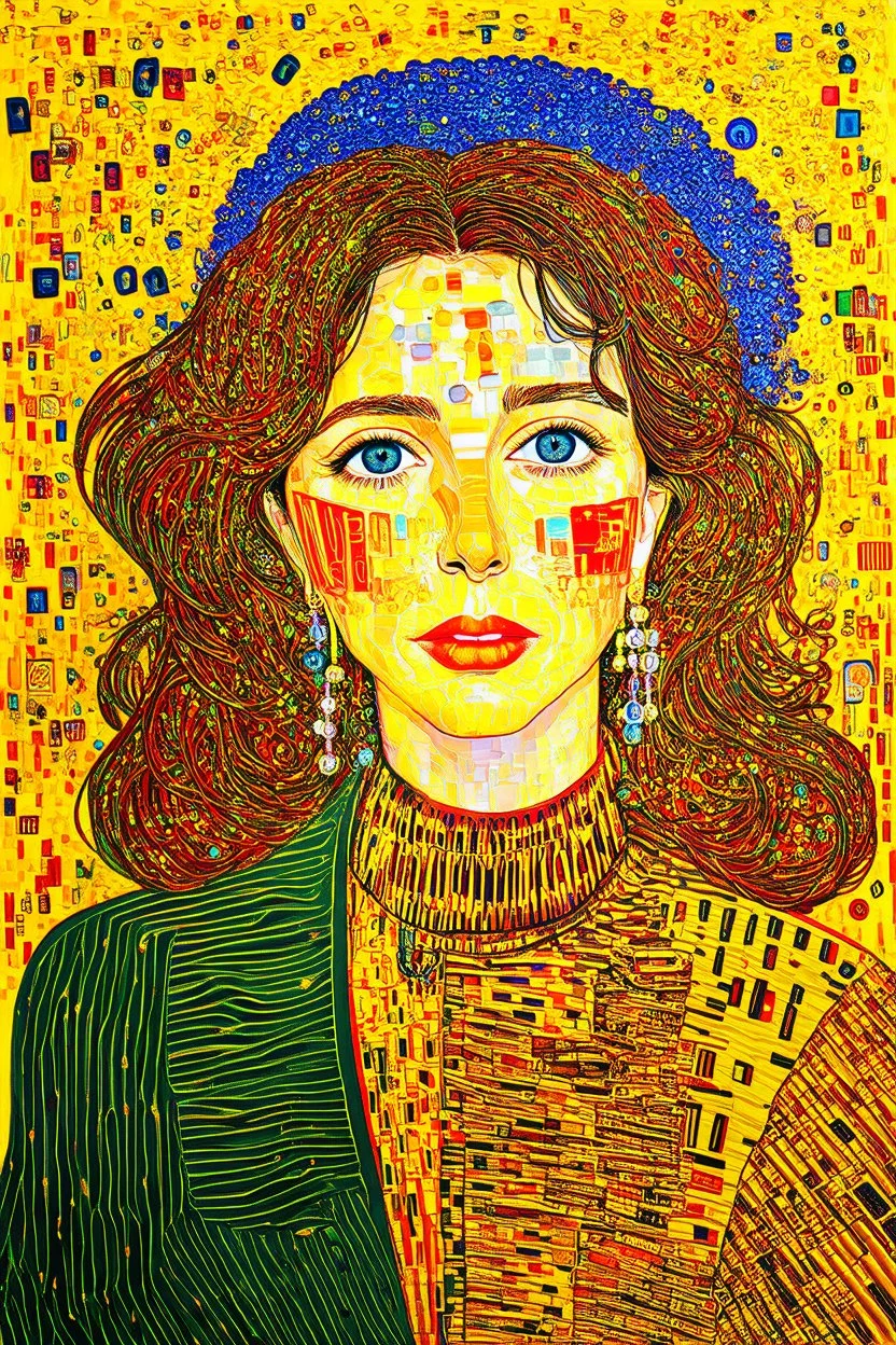 Less Matter, More Energy; Electric Lowbrow 70's artwork in the style of Gustav Klimt