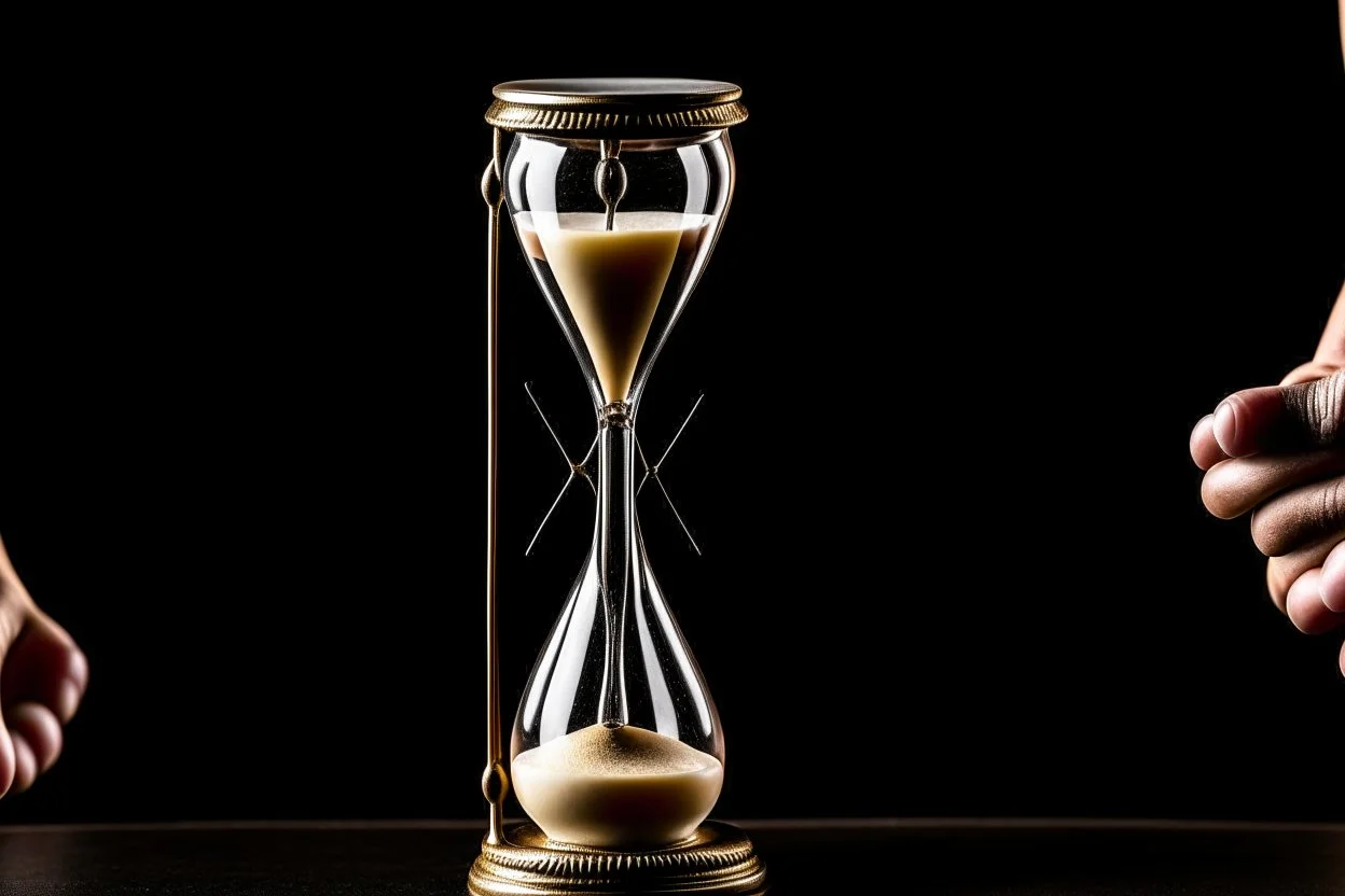 A picture of a person holding an hourglass, symbolizing the importance of time management.