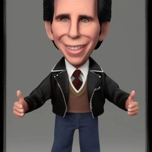  Henry winkler as Fonz with black hair greaser figure doll 1975 (thumbs-up) (face) Forehead grin, fonzarelli, ((arnold's drive-in)) fonzie