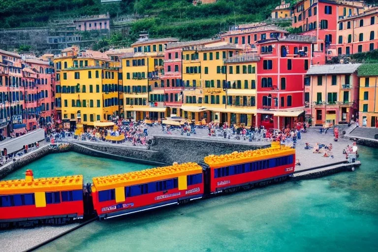 Lego Train in lego riomaggiore italy sea town lego