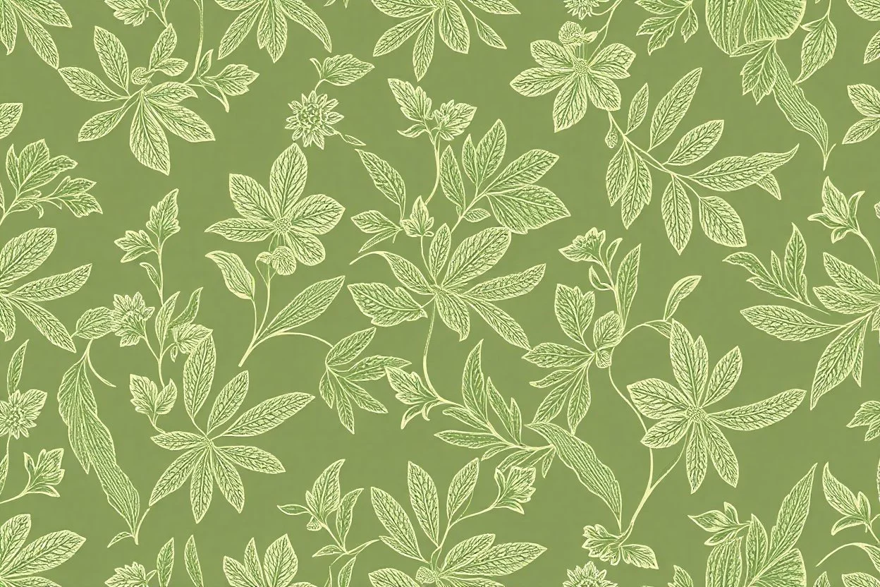 a summer pattern for residential wallpaper , fine detail, organic, green monochromatic