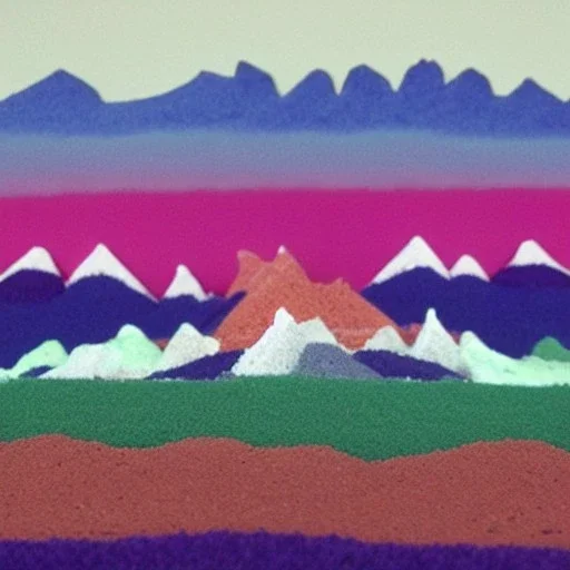 Claymation mountain skyline,Rudolph the red noise reindeer, beautiful, pastel blue, Patel pink, pastel purple, pastel green, white