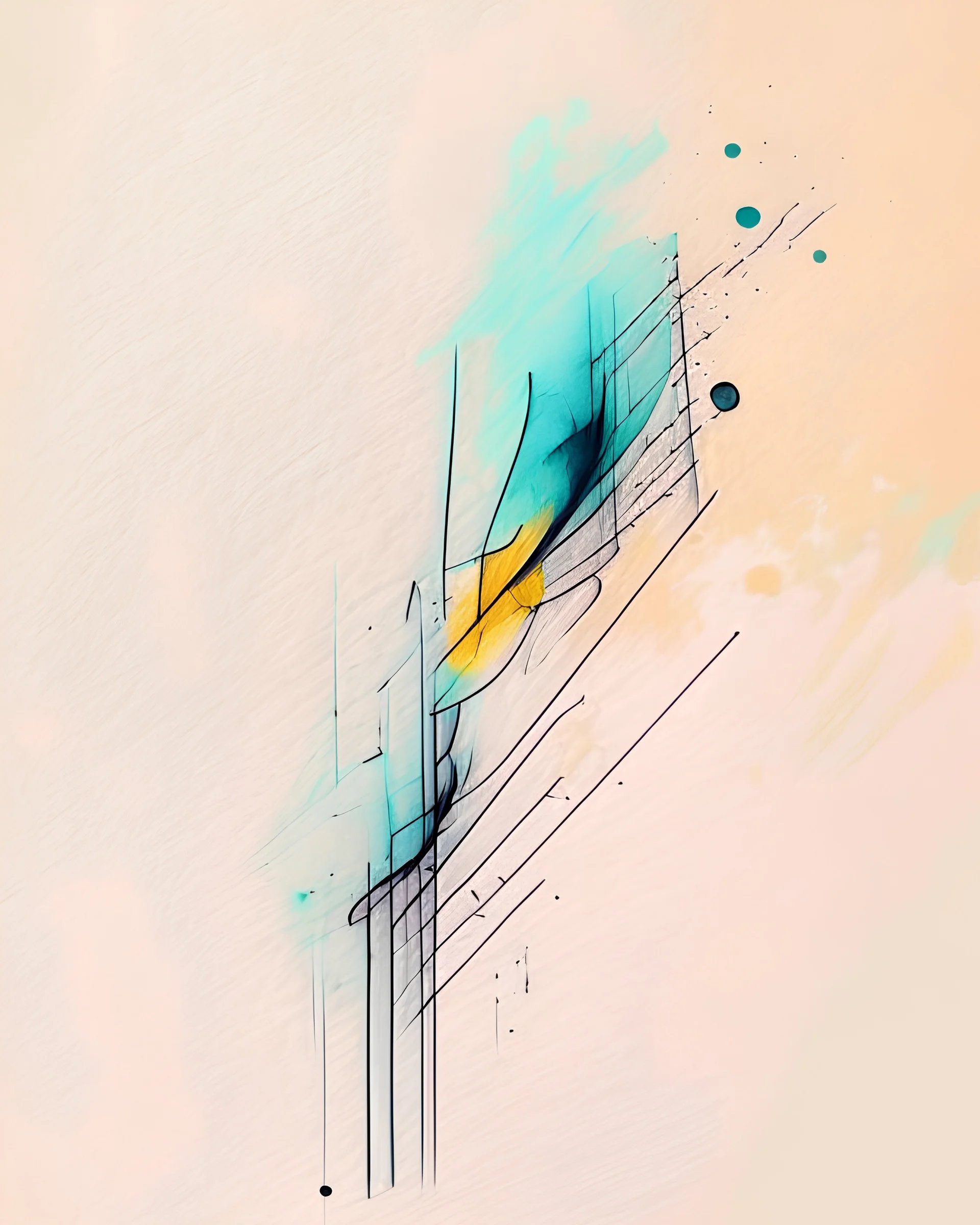 Abstract watercolour sketchy pencil outlines