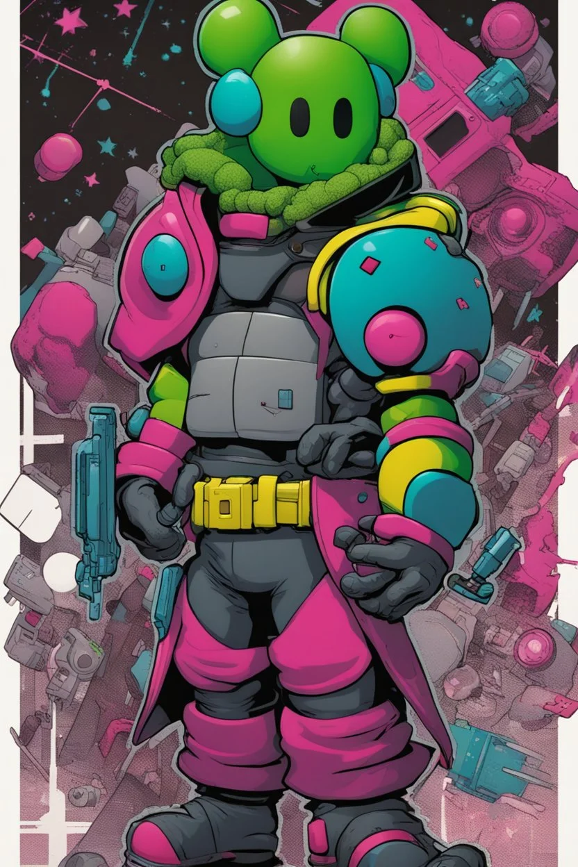 cyberpunk chistmass comic book hero character by kaws