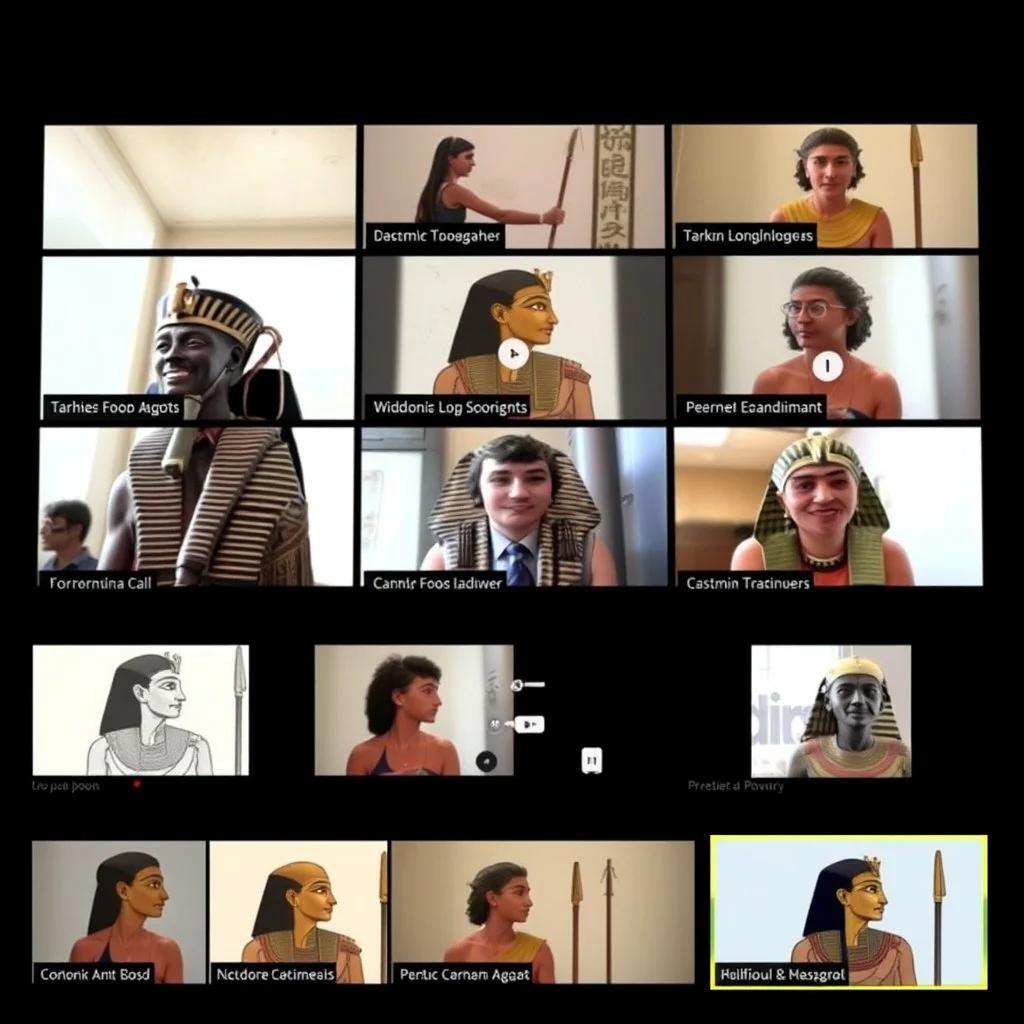 Zoom call involving several ancient Egyptians.