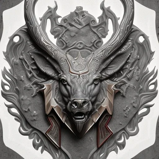 stag amulet, lucky charm, grey background