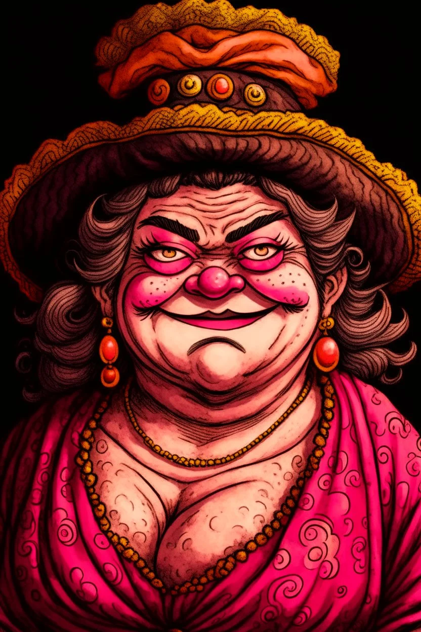 Portrait of Big Mom, from One Piece manga; Caravaggio style