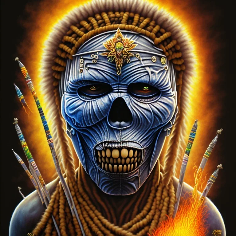  iron maiden Fibonacci Afrique vaudou rastafary fume joint, protecteur, lance flammes