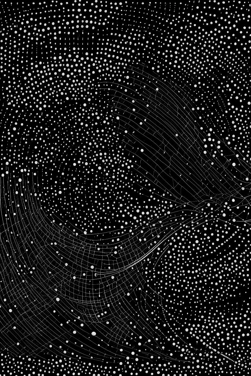 ABSTRACT LINES AND DOTS DANCING FRONT FACING STYLE OF HIROKU OGAI