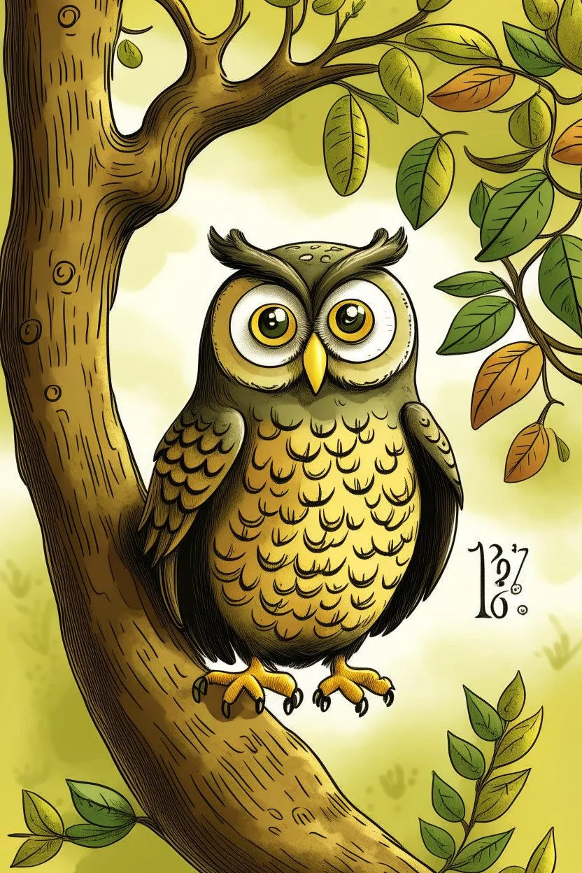 A wise old owl, perched in a tree, Shared tales of numbers, A, B, and C.