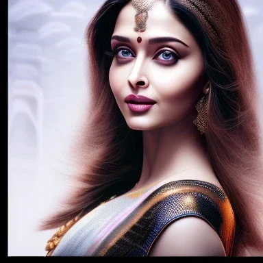 beautiful indian actress aishwarya rai ,cyberpunk, head, women, portrai, tron sketch of a girl on lined paperA beautiful one nude body of a make up smiling woman blond long hair, alone, high key lighting, volumetric light high details with white stripes and blue eye, smiling with plump pink lips, flowers around, unreal engine petit prince belle fine, profil de trois quart, grand front cosmique, peau bleu cristalline, yeux bleu, perle sur le front long cheveux blond et rose etoilé