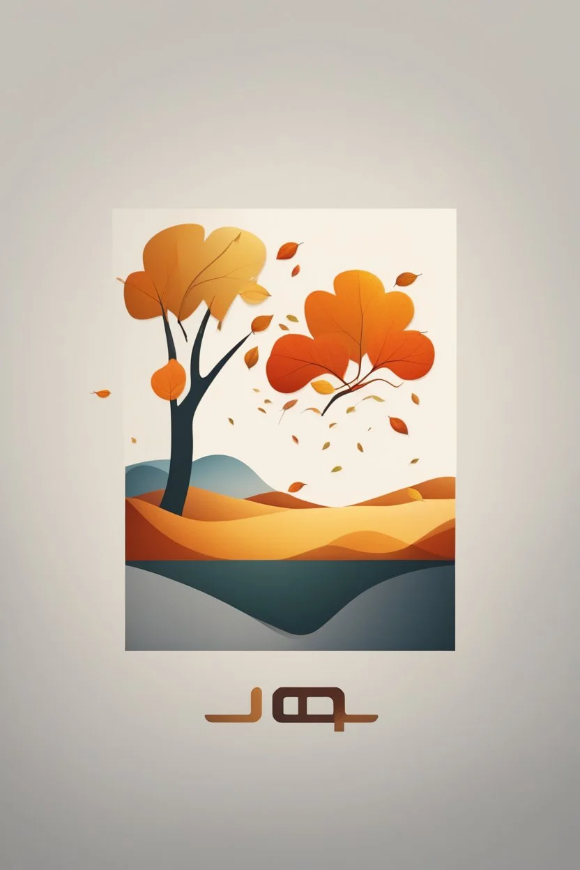squared landscape with leaf fall, flying leaves, logo